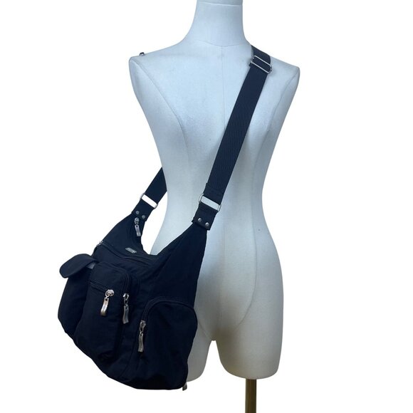 Baggallini Women’s Black Nylon Multi-Pocket Adjustable Crossbody Bag Size M - Picture 7 of 16